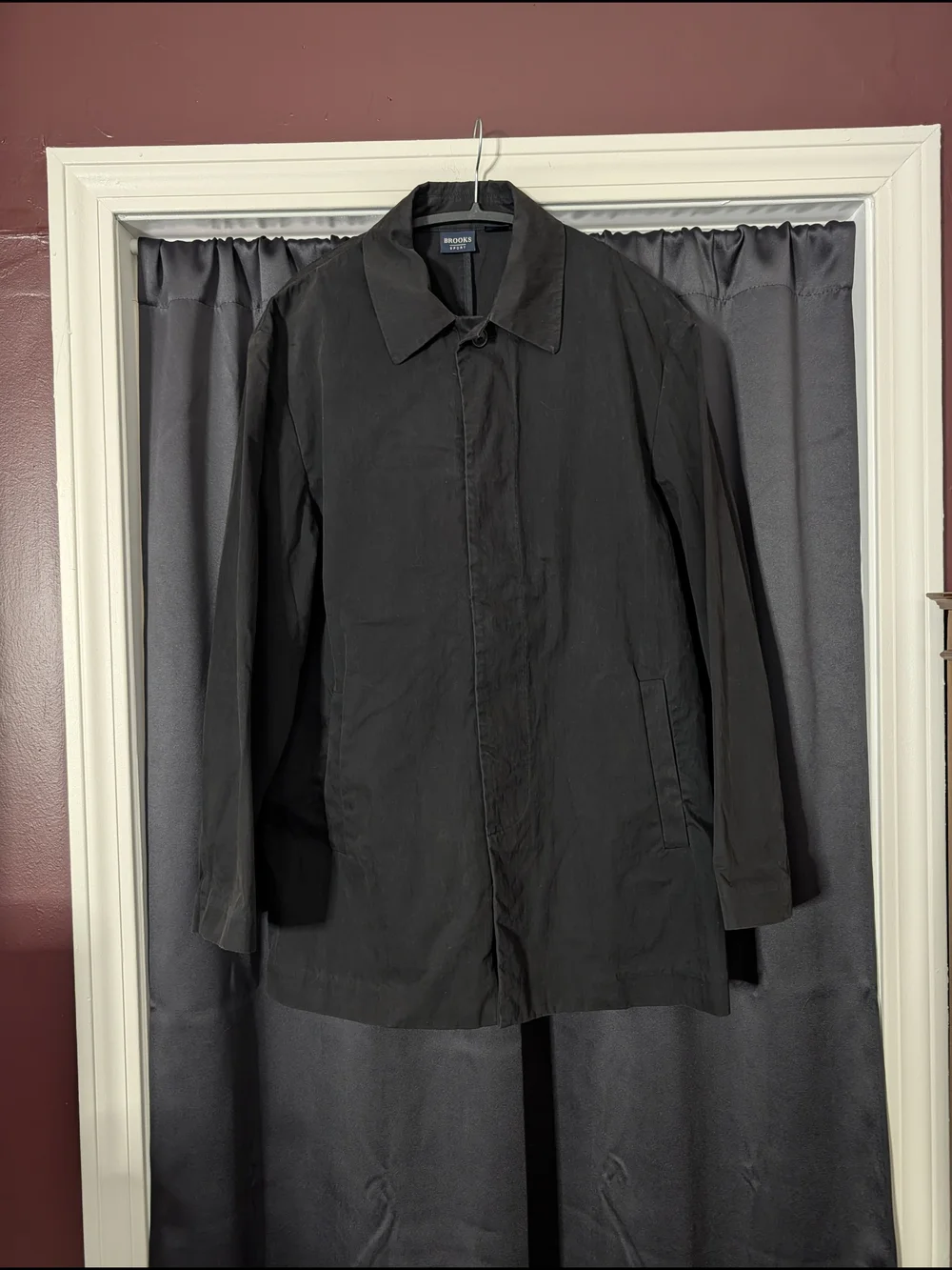 Brooks Brothers Vintage Men's Black Brushed Cotton Hong Kong Overcoat Jacket S